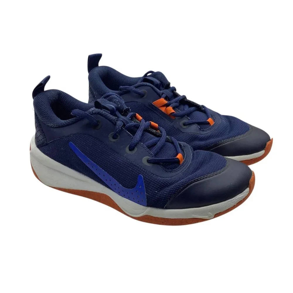 Nike Omni Multi-Court Athletic‎ Shoe DM9021-400 US Youth 5 Navy Blue Orange